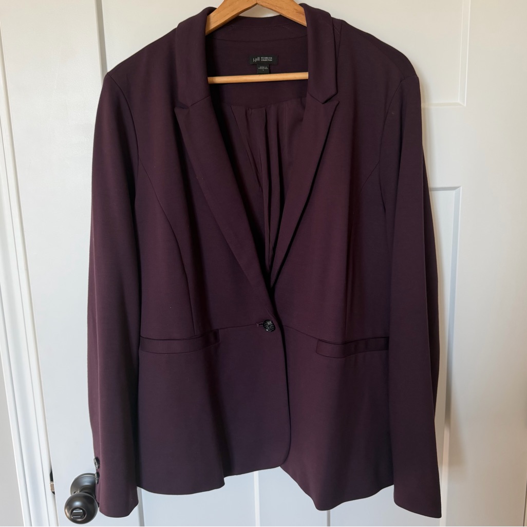 J. Jill Wearever Polished Knit Blazer Deep Purple Blazer Large Euc Office